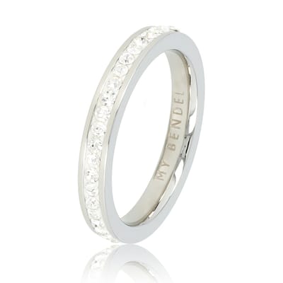 My Bendel - Ring Zilverkleurig met Zirkonia Steentjes - Ring met Zirkonia Steentjes • 3 Mm • Zilverkleurig - met Luxe Cadeauverpakking | Sieraden Voor Dames | Maat 16.00 Mm / Maat 50