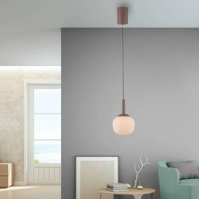 JUST LIGHT. GmbH LED hanglamp Nami, 1-lichts, wit/zandkleurig, glas, ijzer