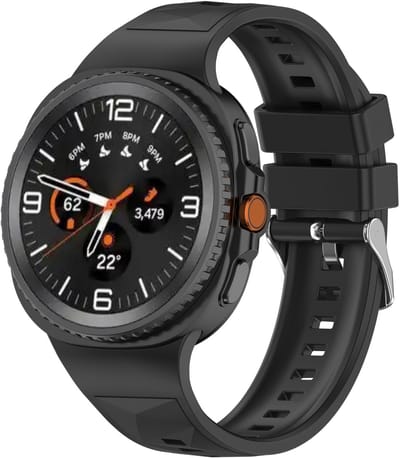 Strap-it Siliconen 'Diamond' bandje met gespsluiting geschikt voor Samsung Galaxy Watch 9 (40/44mm) / Watch 8 (40/44mm) / 8 Classic (46mm) - zwart