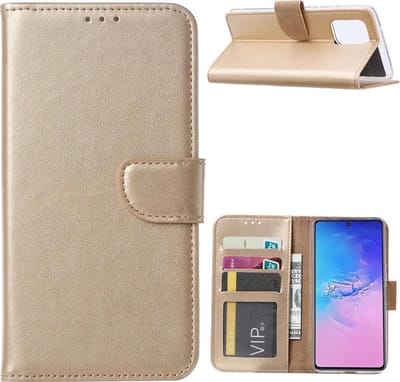 Bookcase Geschikt voor: Samsung Galaxy A91 - Goud - Portemonnee hoesje