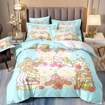 Leuke Cinnamoroll beddengoedsets: dekbedovertrek, kussensloop, 2-3-delige sets, ideaal als cadeau voor tieners en kinderen. US Queen 228x228cm