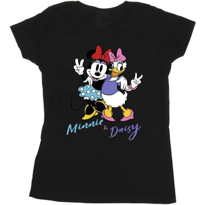 Disney Dames/Dames Minnie Mouse en Madeliefje T-shirt Katoen (Zwart)