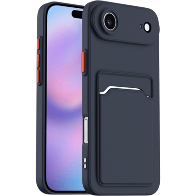ShieldCase back cover hoesje met pasjeshouder & camerabescherming geschikt voor iPhone Air (donkerblauw) – sterke case met kaarthouder, premium bescherming en slank design