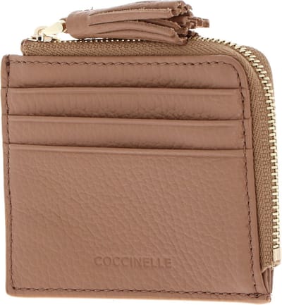 COCCINELLE Leren Kaarthoes Tassel Credit Card Holder Skin Lichtbruin