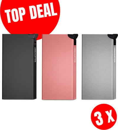 Walletstreet CB collection Uitschuifbare Pasjeshouders-Aluminium Creditcard Protector Anti-Skim/ RFID 7 Pasjes