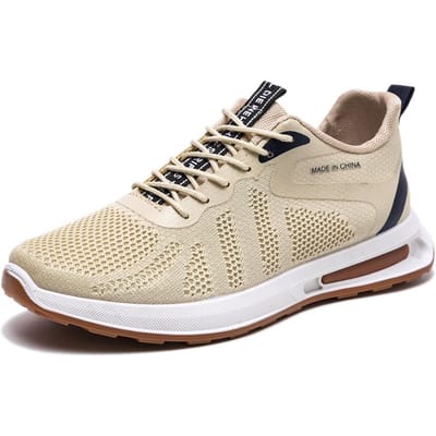 Lente Nieuwe Kussen Trendy Sneaker Jeugd Zachte Zool Casual Ademend Lichtgewicht Mode Herenschoenen 44 beige