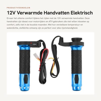 Dailygoods - 12V Verwarmde Handvatten - Elektrisch verwarmd - Waterdicht en stofdicht - Rood/blauw/goud - Voor motorfiets - Verstelbare tempera...