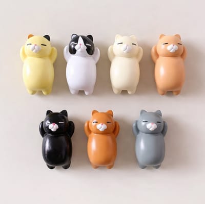 TLVX 7 stuks Leuke 3D Katten Magneten / Vrolijke Koelkastmagneten / Foto Magneet / Kat / Poes Liggend / Magnets / Speel- en Leer Magneten / Whiteboard / School / Kantoor / Notitie / Memo Bord / Schoolbord / Magnetisch / Schattige Poezen Magneetjes