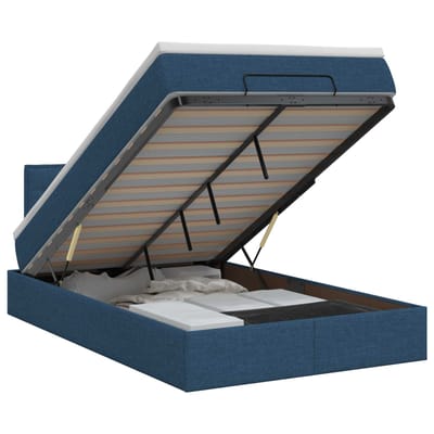 vidaXL - Ottoman - bed - met - matras - met - hoofdeinde - Blauw - 120 - x - 190 - cm - Stof
