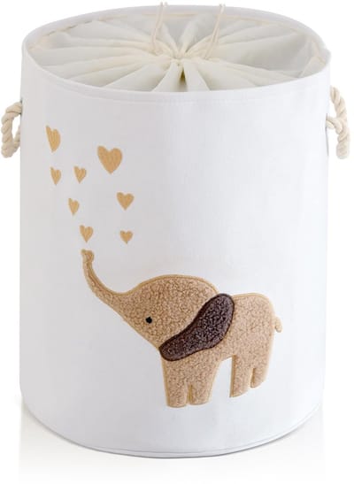 Dailygoods- Wasmand Extra Groot 58L - Opbergmand - Opvouwbaar - Trekkoord Sluiting - Voor Kinderkamer - Zeildoek