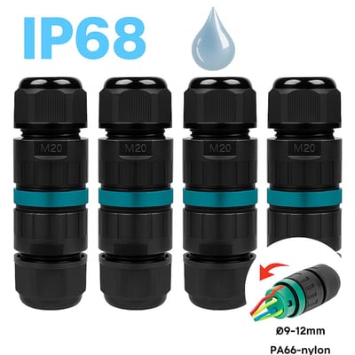 JeiibrZui 4 Stuks Waterdichte Elektrische Connector - IP68 Kabelverbinder voor 9-12mm Kabel - Selfsealende Aardkabelverbinder voor Tuin, Zonnewering en Buitenverlichting