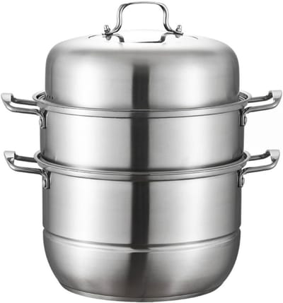28 cm Stoompan van Duurzaam RVS - Geschikt voor Inductie, Elektrisch, Gas en Halogeen Koken