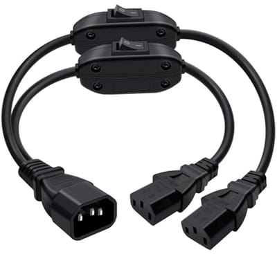 Koudeapparaatkabel met Schakelaar en Splitter - 10A/250V, 35 cm