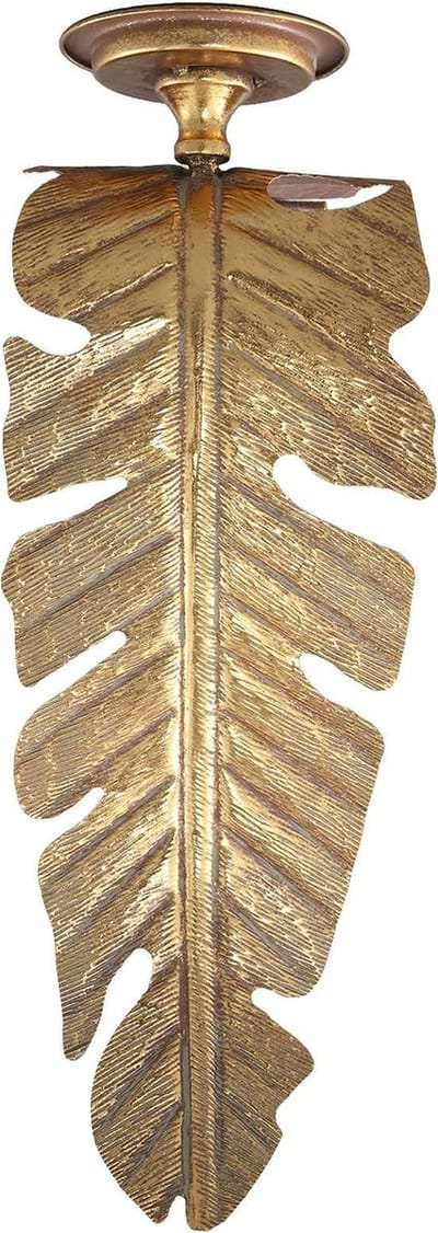 PTMD Asis Kandelaar Blad - 16 x 12 x 45 cm - Ijzer - Goud
