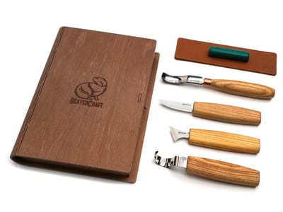 BeaverCraft Houtsnijset Lepels - 4-delige Set In Boekvorm