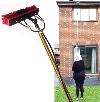 Raamreinigingspaal - Telescopische borstel - Hoge ramen wassen - Watergevoed systeem - Tot 54 meter - Zilver