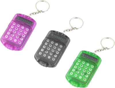 Rekenmachine Sleutelhanger - Mini Rekenmachine - Dagelijks Gebruik - Compact Lichtgewicht - 3 Stuks - Willekeurige Kleur