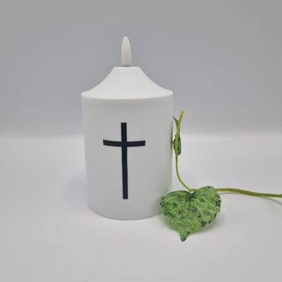 Led kaars - 15/21/YZE - Warm wit (Geel) - Kruis - 1200 branduren - Inclusief batterijen - Flikkerend led