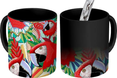 Magische Mok - Foto op Warmte Mokken - Koffiemok - Jungle - Papegaai - Vogels - Design - Magic Mok - Beker - 350 ML - Theemok