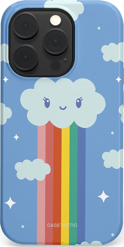 Casetastic Hoesje Geschikt voor Apple iPhone 14 Pro Magsafe - Stijlvolle Beschermende Duo-layer Case - Regenboogwolkje