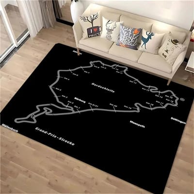 3D HD Nurburgring F1 Internationale Baan Kleed, Tapijt voor Woonkamer Slaapkamer Bank Deurmat Decor, Kinderspel Antislip Vloermat Cadeau 60*90cm
