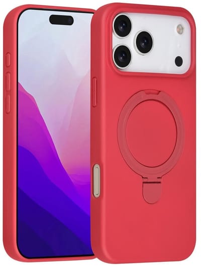 Telefoonhoesje geschikt voor iPhone 17 Pro Max - Magnetische Backcover met Ringstand - Geschikt voor MagSafe-accessoires - FuturiQ - Cherry Red