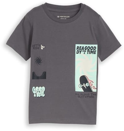 Tom Tailor - T-shirt met opdruk - Maat 92/98 - dark urban grey