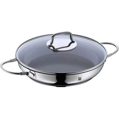 WMF Devil serveerpan 26 cm met glazen deksel, roestvrij staal Cromargan, keramische coating, ovenbestendig