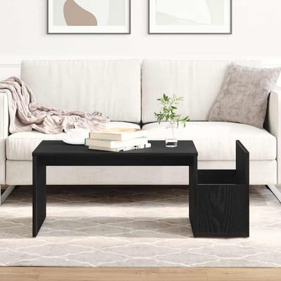 vidaXL - Salontafel - Zwart - Eiken - 90 - x - 45 - x - 35 - cm - Bewerkt - hout