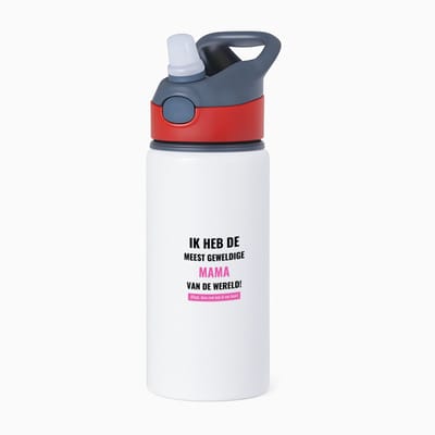 Hacebo® - ik heb de meest geweldige mama van wereld (klopt, deze mok heb ik van haar) waterfles met rietje rood - de meest geweldigste moeder - Moeder cadeautjes - moederdag - verjaardagscadeau - verjaardag - cadeau - water fles - 650ML