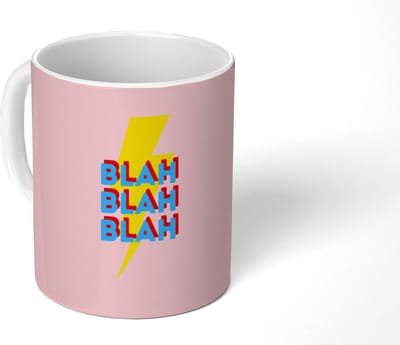 Mok - Koffiemok - Blah - Bliksem - Roze - Mokken - 350 ML - Beker - Koffiemokken - Theemok - Mok met Tekst