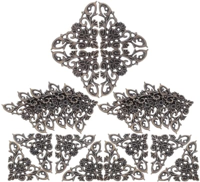 24 stuks vintage metalen hoekbescherming met schroeven, driehoekige antieke hoeken voor houten kisten, meubels, kasten, decoratieve randbescherming, stabiliteit en krasbescherming voor opslag
