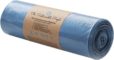 Duurzame Afvalzakken 120L - 100% Gerencycled Materiaal - Blauw - Rol van 25 - Extra Stevig (70 µm)