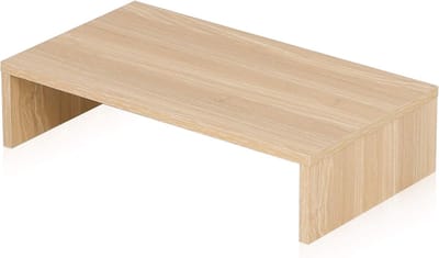 Famanu – Houten monitorverhoger voor bureau, stevig ontwerp met maximaal draagvermogen van 15 kg, compact formaat 42 x 23 cm