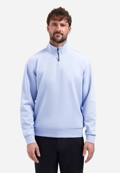 No Excess Sweater half zip interlock blue
