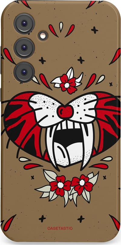 Casetastic hoesje geschikt voor Samsung Galaxy A35 - Dubbellaagse bescherming - Wilde kracht - Fashion Case - Taupe Donkergrijs Bordeaux