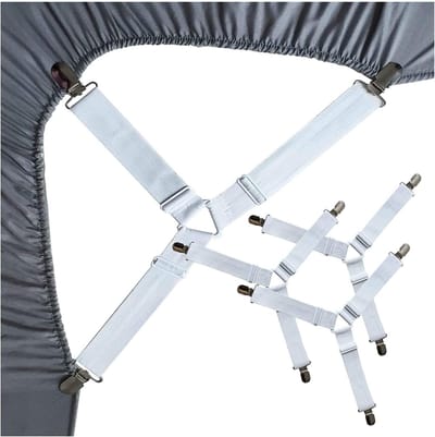 Verstelbare hoeslaken spanbanden met stevige metalen clips, antislip design voor matrassen in diverse maten, ideaal voor een strakke en nette uitstraling