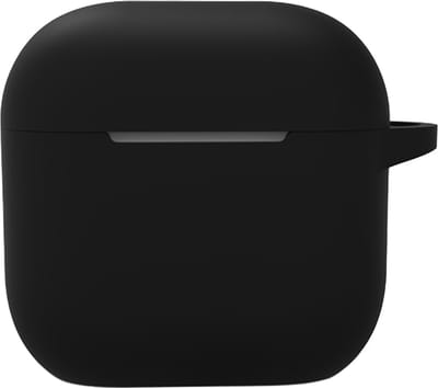 Hoesje - Geschikt voor Apple AirPods 4 - met Clip - Siliconen Hoes - Silicone Case Cover - Zwart