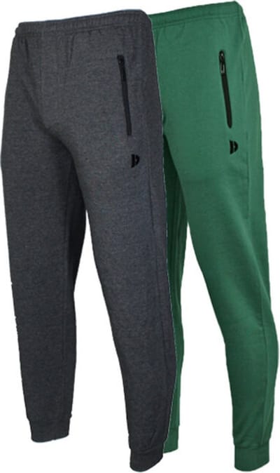 2-Pack Donnay - Joggingbroek met elastiek (Jack) - Sportbroek - Heren - Forrest green/Charcoal-marl (429) - maat XL