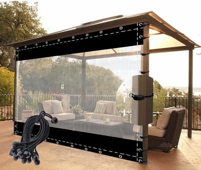 Waterdicht Zeil - Transparant Gordijn - Buitenruimte Beschermen - Duurzaam PVC Materiaal - 2.5 x 2.5 Meter - Zwart