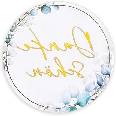 Pack van 120 Bedankstickers in Eucalyptus Design, 4 cm, Ronde Zelfklevende Labels voor Communie, Trouwen en Cadeaus