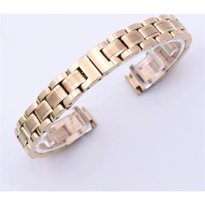 8mm/10mm Accessoires de Montre Bracelet en Acier pour Femme Bracelet en Acier Inoxydable Solide Bracelet de Montre à Boucle Pliante Chaîne de Montre Bracelet 10mm rose or