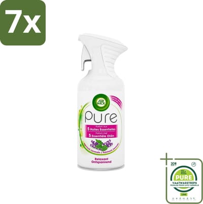 7 x Air Wick Pure - Luchtverfrisser Spray - Essentiële Oliën - Lavendel - 250ml - Grootverpakking - Luchtverfrisser - Lavendelgeur - Essentiële Oliën - Aromatherapie - Ontspanning