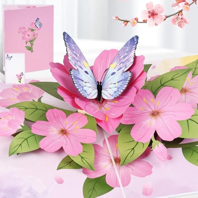 Unieke 3D Pop-Up Verjaardagskaart met Vlinder en Envelop voor Vrouwen, Moeders en Meisjes - Perfect voor Moederdag, Verjaardagen en Jubilea
