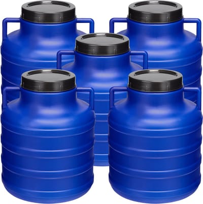 Garronda 5x5l Kunststof Trommel Met Deksel - Regenton - Vat - HDPE - Voedselvat - Tuin Hobbock – Blauwx5 - GD-STE-Barrel-B5L-2B