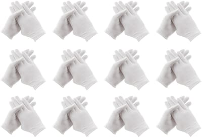 EXCITAT Handschoenen - Witte katoenen handschoenen - Serveerhandschoenen - voor droge handen, hydratatie, make-up, eczeem, spa- en muntsieraden, inspectie - 24 stuks (12 paar) - Wit