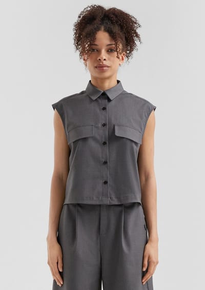 Dames gilet met opgestikte zakken QS