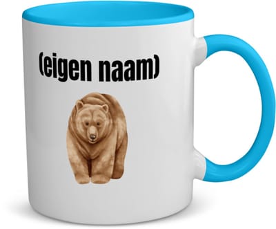 Akyol - grote beer met eigen naam koffiemok - theemok - blauw - Beer - beren liefhebbers - iemand die houdt van beren - verjaardag - cadeau - kado - 350 ML inhoud
