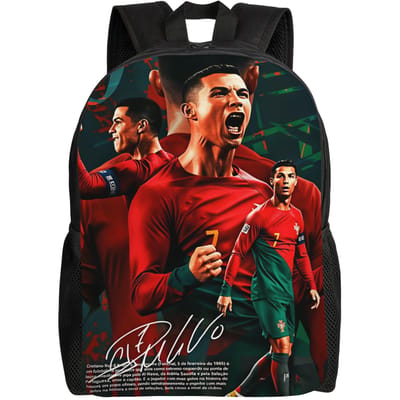 Dynamische Voetballer Rugzak Unisex R-Ronaldos 2026 Lichtgewicht Rugzakken Polyester Kawaii Middelbare School Tassen Kleurrijke Rugzak (as the picture,as picture) red