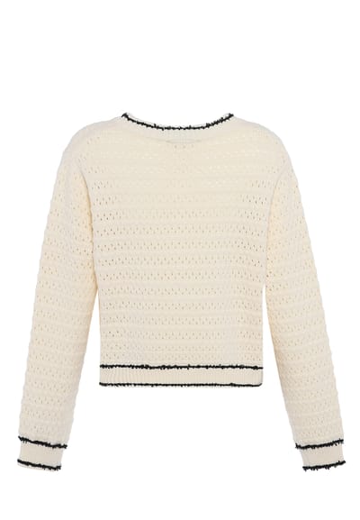 Faina Vest Dames wol wit zwart